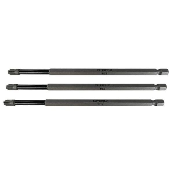 Pozidriv Impact Screwdriver Bits PZ3 x 150mm (Pack 3)