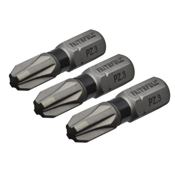 Pozi Impact Screwdriver Bits PZ3 x 25mm (Pack 3)