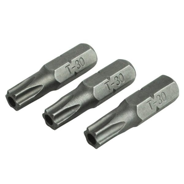Security S2 Grade Steel Screwdriver Bits T30S x 25mm (Pack 3)