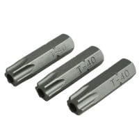 Security S2 Grade Steel Screwdriver Bits T40S x 25mm (Pack 3)