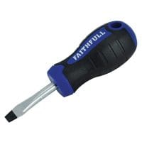 Soft Grip Stubby Screwdriver Flared Slotted Tip 6.5 x 38mm