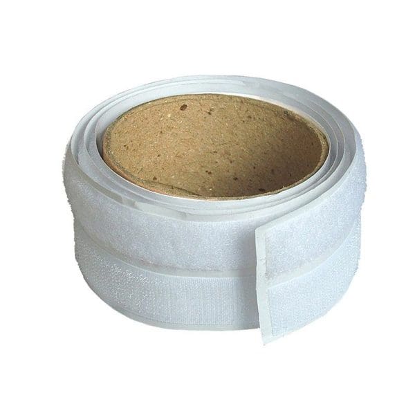 Hook and Loop Self-Adhesive Tape 20mm x 1m White