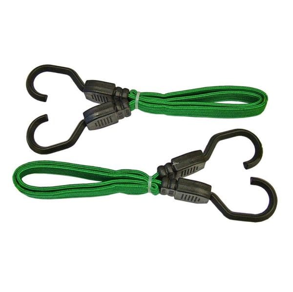 Flat Bungee Cord 60cm (24in) Green 2 Piece