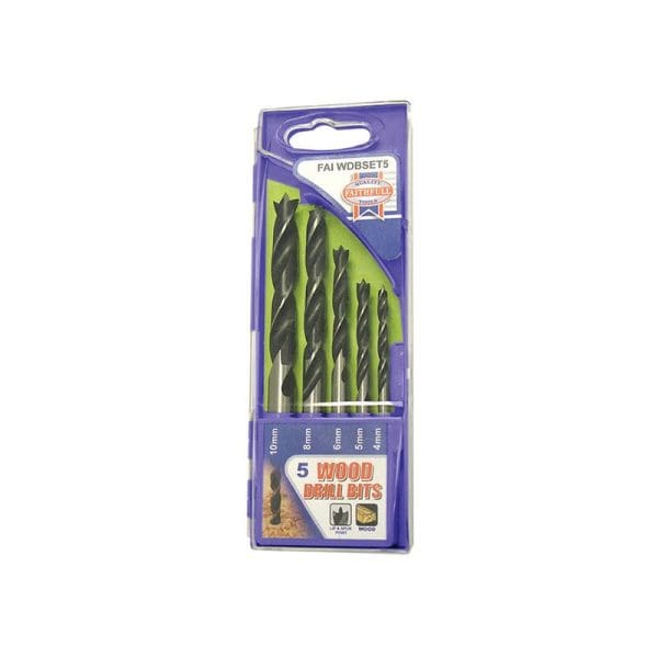 Lip and Spur Wood Drill Bit Set, 5 Piece 4-10mm