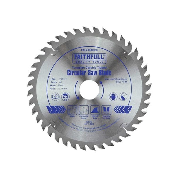 TCT Circular Saw Blade 190 x 30mm x 40T POS