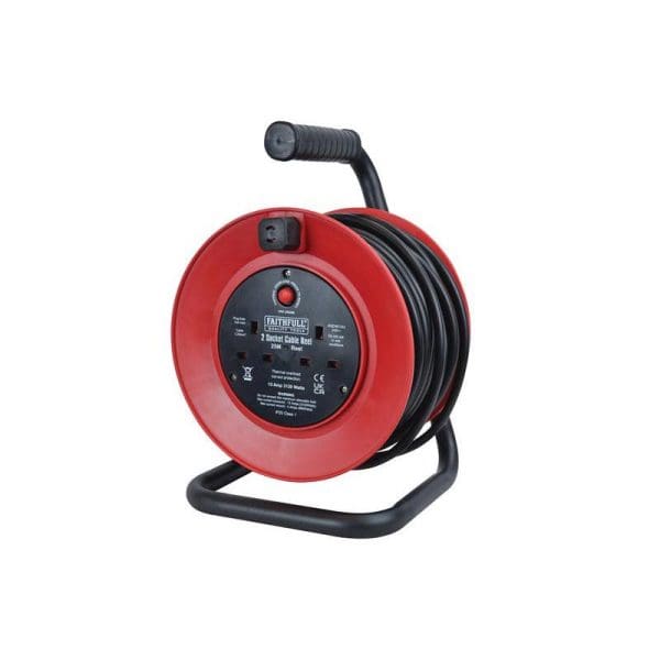 Open Drum Cable Reel 240V 13A 2-Socket 25m