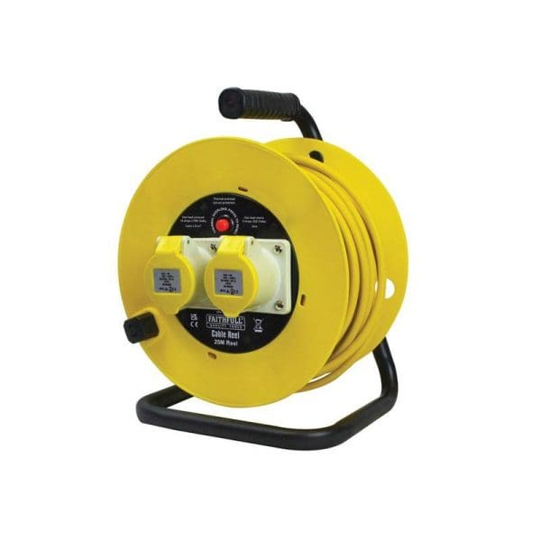 Open Drum Cable Reel 110V 16A 2-Socket 25m (2.5mm Cable)