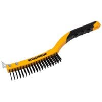 Carbon Steel Wire Brush Soft Grip with Scraper 355mm (14in) - 3 Row
