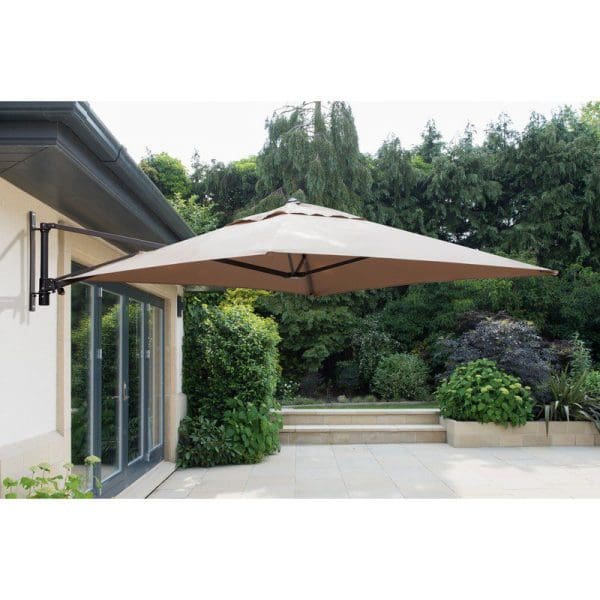 Wall Mounted Cantilever Parasol Taupe inc Cover