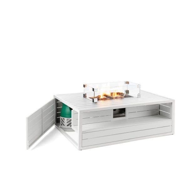 Cocoon Aluminium Rectangular Gas Fire Pit White - Image 2