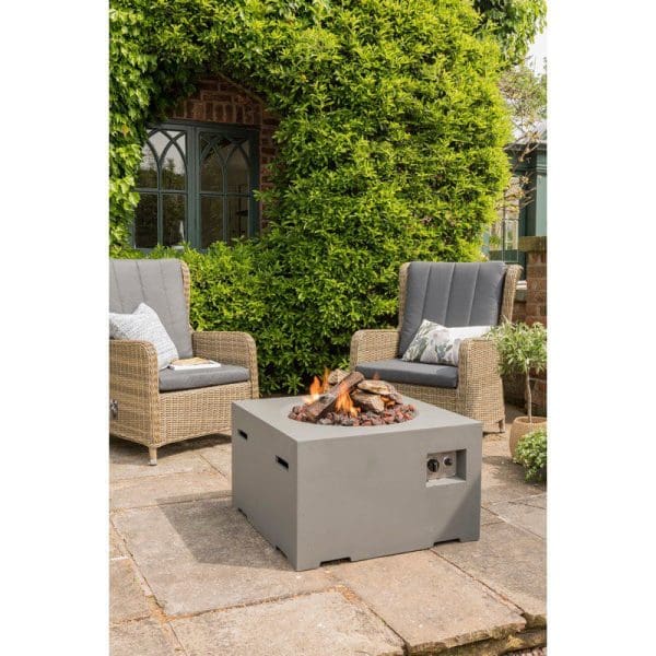 Cocoon Small Square Gas Fire Pit Grey