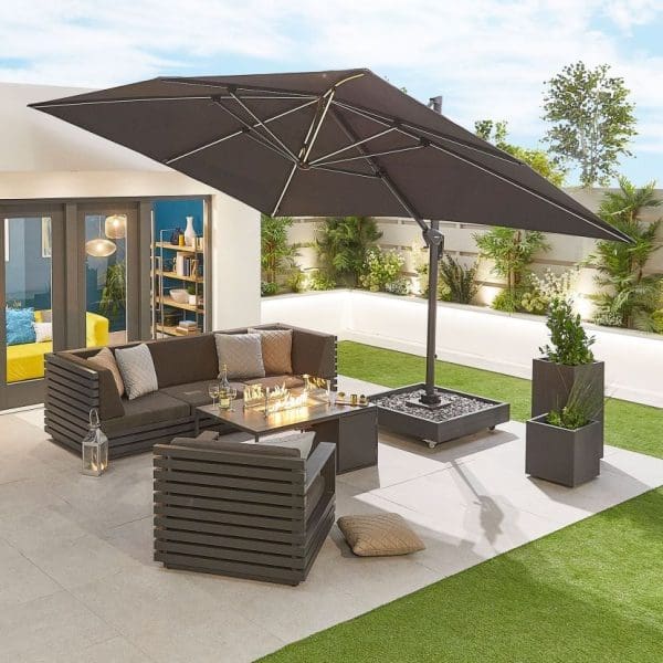 Galaxy LED Cantilever Parasol 4m x 3m Grey Shading & LED Lights