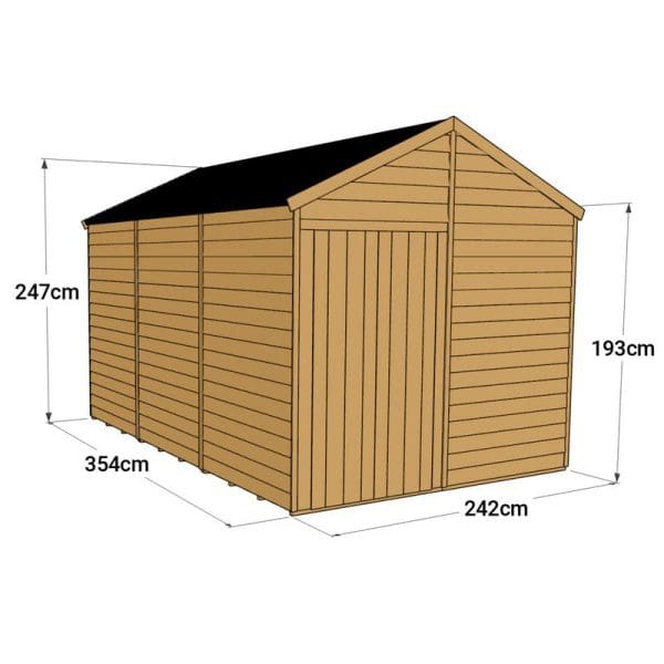 Overlap 12x8 Windowless Apex Shed - Image 3