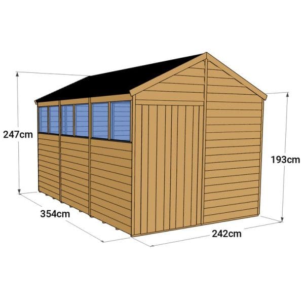 Overlap 12x8 Windowed Apex Shed - Image 4