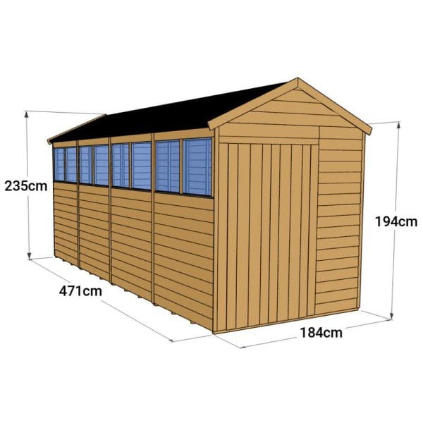 Overlap 16x6 Windowed Apex Shed - Image 4