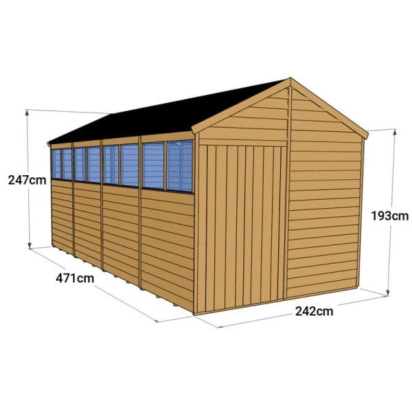 Overlap 16x8 Windowed Apex Shed - Image 4