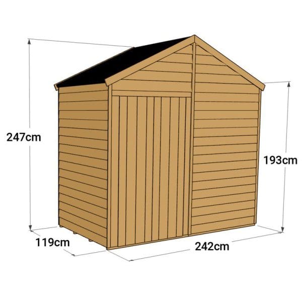 Overlap 4x8 Windowless Apex Shed - Image 3