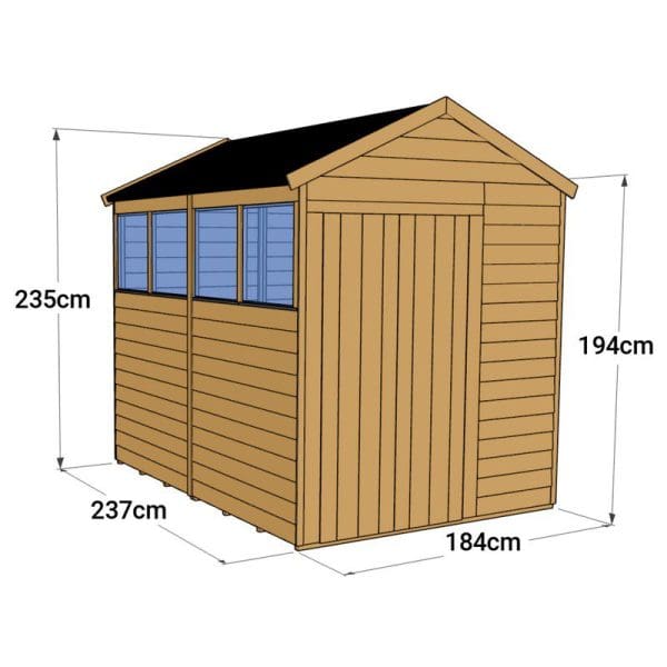 Overlap 8x6 Windowed Apex Shed - Image 4