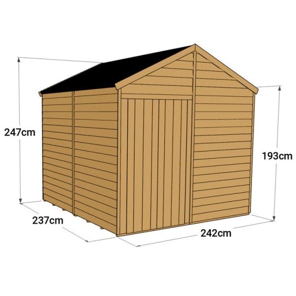 Overlap 8x8 Windowless Apex Shed - Image 3