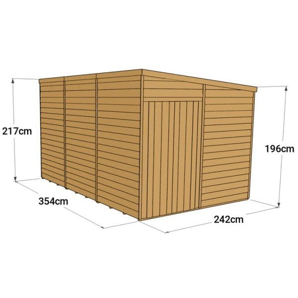Overlap 12x8 Windowless Pent Shed - Image 3