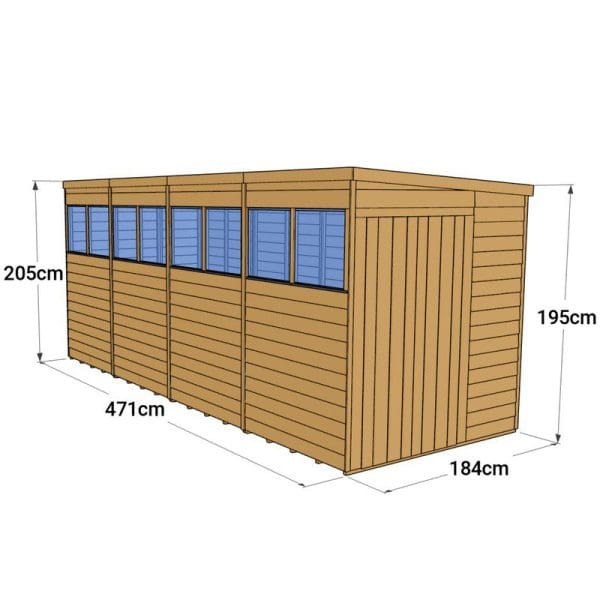Overlap 16x6 Windowed Pent Shed - Image 4
