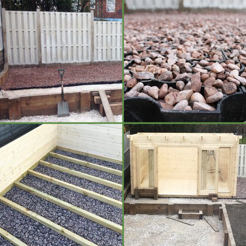 14ft x 8ft Plastic Summerhouse Base - Base Filled & Summerhouse Built